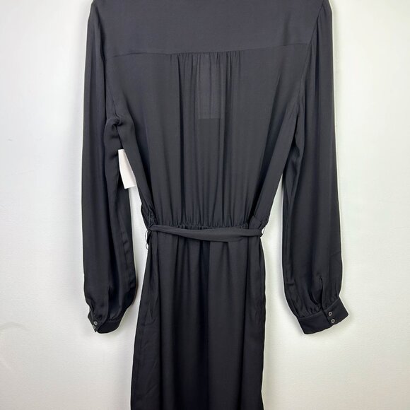 NWT Joie Leonore Shirt Dress Silk Button Down Tie Waist Black Caviar Career sz L - Picture 6 of 16